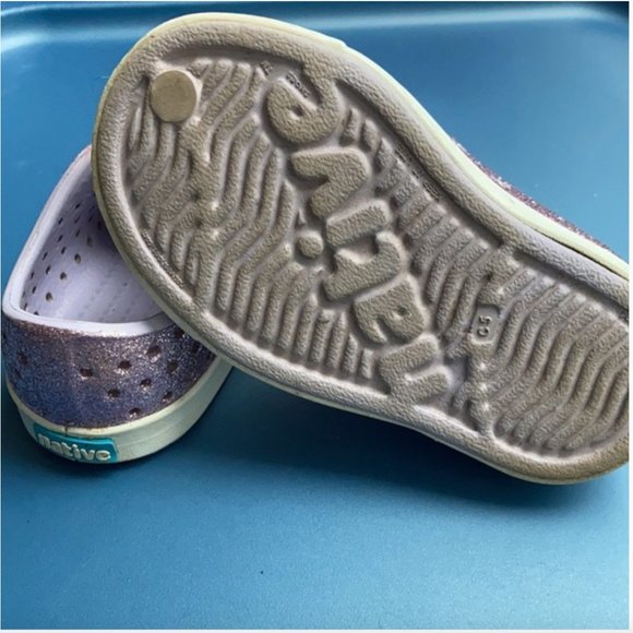 NATIVE *Rare* Jefferson Kid's Purple Glitter Jefferson Sneakers C5 - Picture 2 of 5